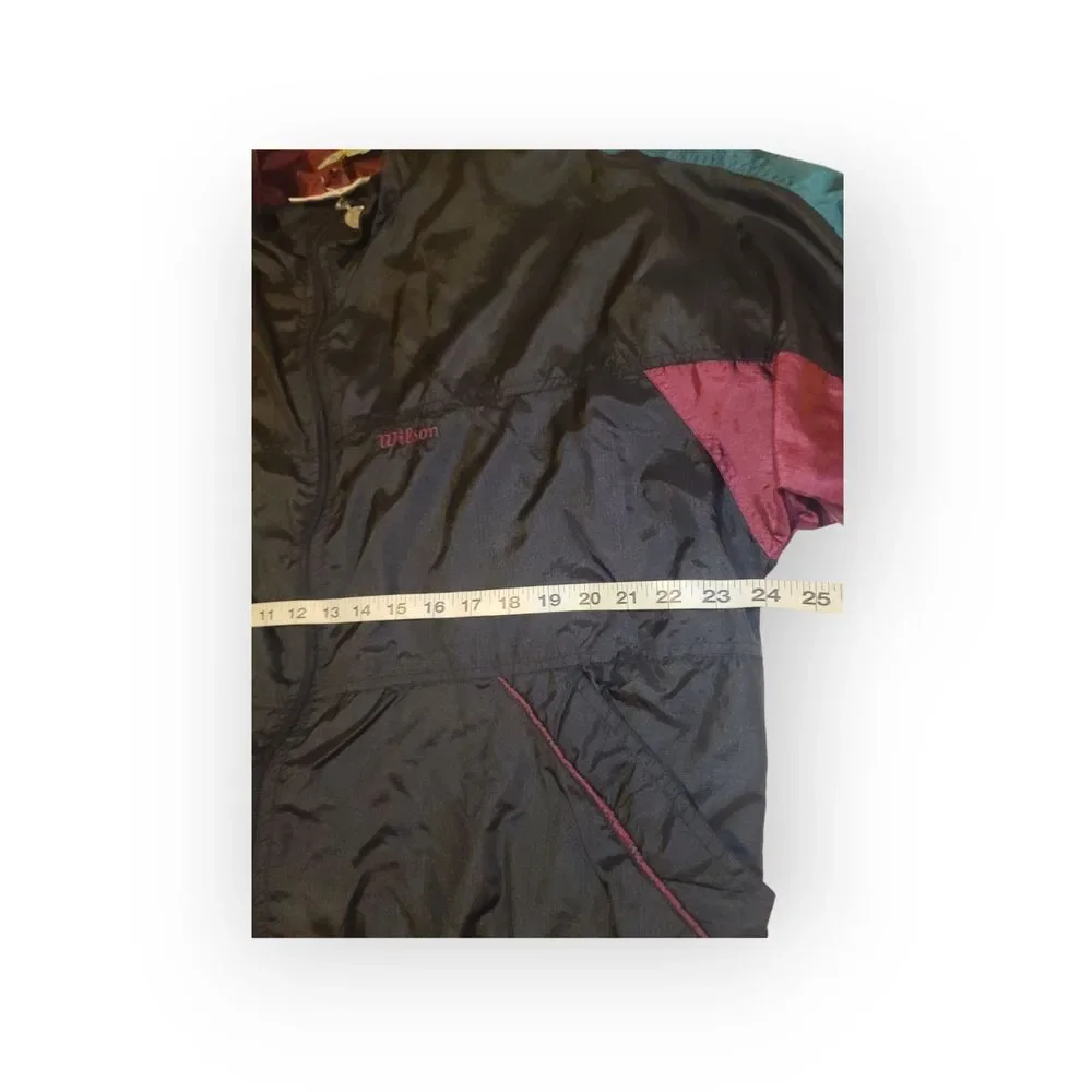 Vintage Advantage By Wilson Full Zip Colorblock Black Nylon Tennis Jacket Size L